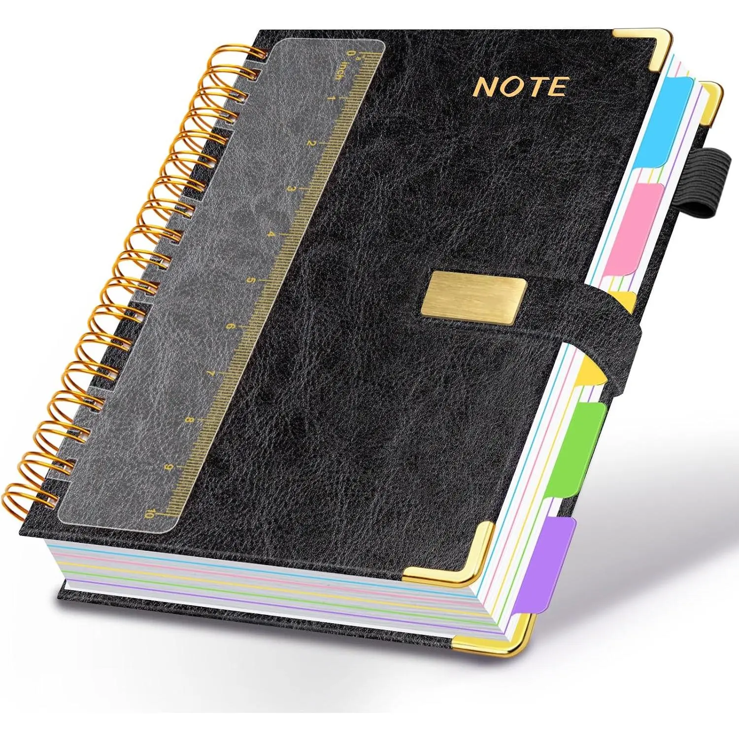 5 Subject Spiral Notebook with Pockets Dividers, 6.2''x8.2'' 300 Pages