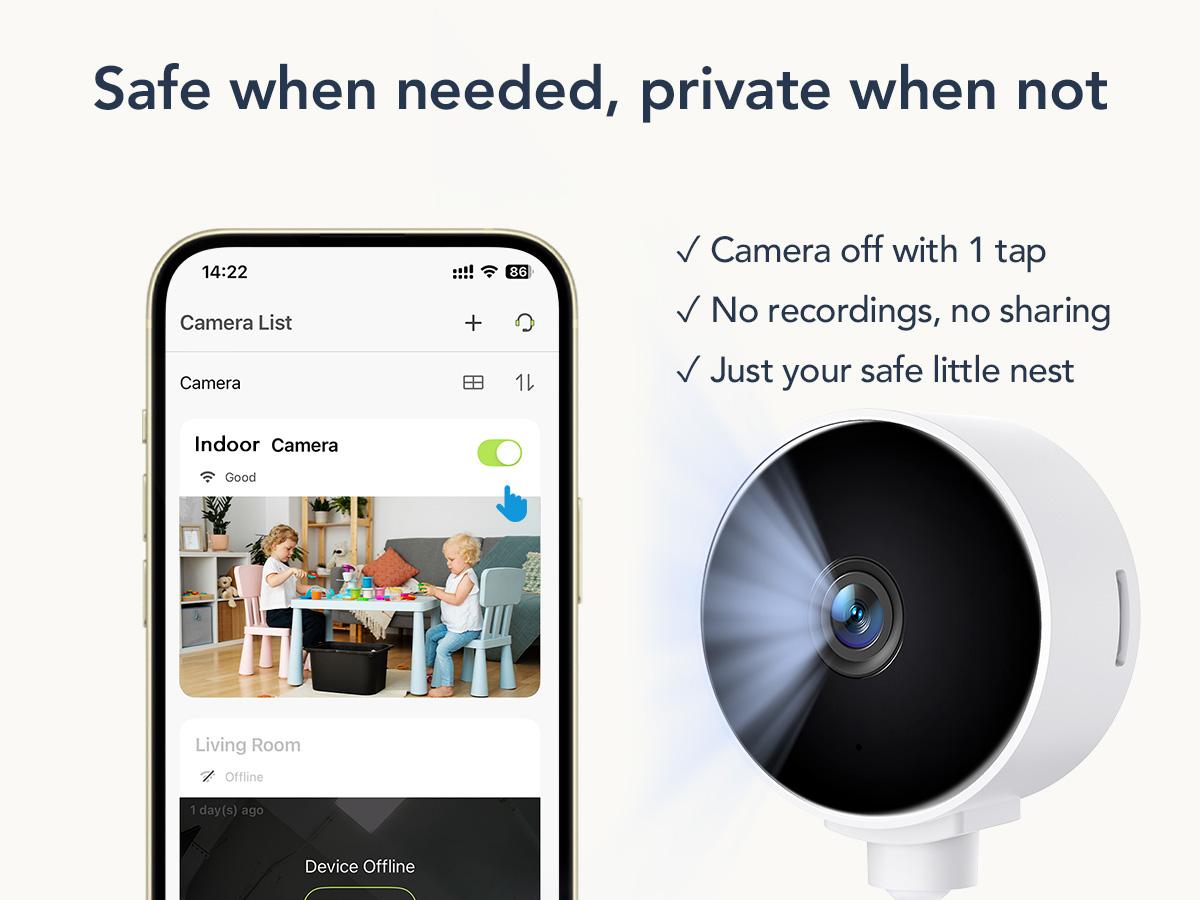 GNCC Indoor Security Camera with 2.4G WiFi, Full HD 1080P, AI Motion Detection, Sound Alert, 2-Way Audio, Night Vision, Cloud & SD Card Storage – Works with Alexa, Google Home for Home Surveillance, Baby/Pet Monitor