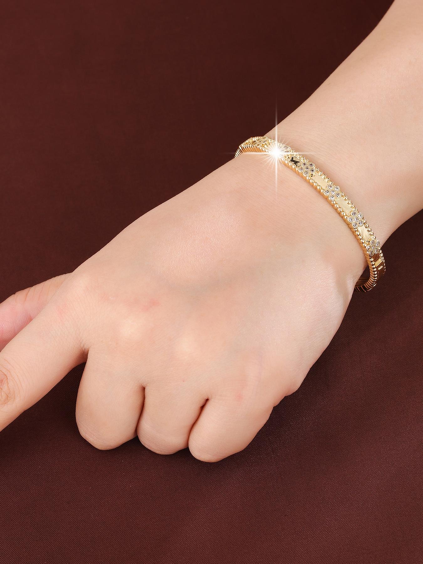 S925 Sterling Silver Artificial Zirconia Decorated Bracelet, Elegant Cuff Bangle Bracelet for Women, Fashion Jewelry for Party, Daily Decor, Trendy All-match & Exquisite Jewelry for Birthday Gift