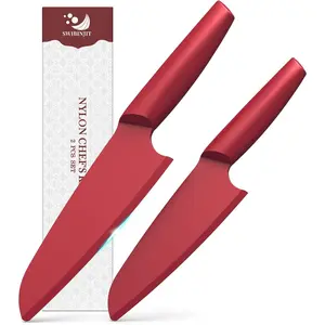 2 Piece Safe Nylon Plastic Knife Set, 11'' & 9'' Knives for Nonstick Pans, Perfect for Cutting Fruits, Veggies & Bread
