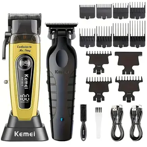 Professional Hair Clipper Set, Durable LED Display Dlc Blade, High-Quality Men's Grooming Kit, Ideal for Barbershops, Long-Lasting Use