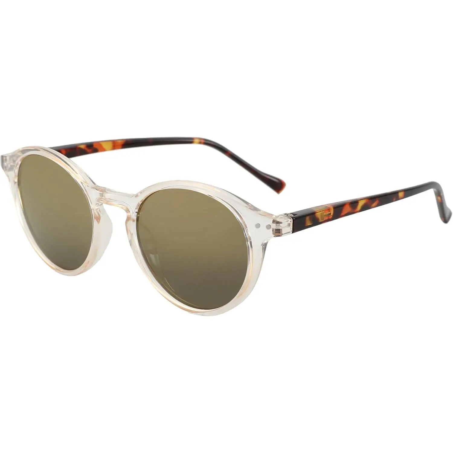 Polarized Round Sunglasses Trendy Retro Sun Glasses Women Grey Tortoise Shades for Men UV400 Protection