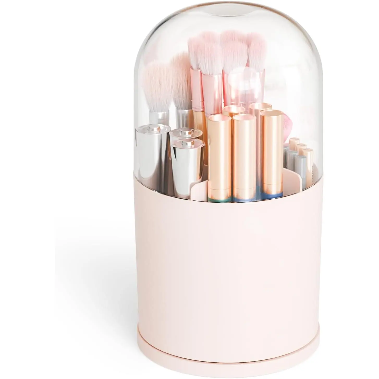 Rotating  Makeup Brush Holder with Lid for ,Bathroom,Countertop,Covered Makeup Brushes Organizer,Round Spinning  Brushes Holder and Make up Brush Storage with Cover,
