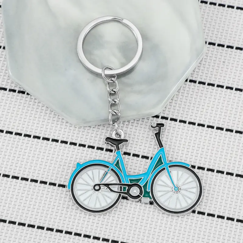 Y2K Viral Retro Blue Bicycle Keychain | Enamel Vintage Cycling Charm Key Ring Streetwear Aesthetic Bike Lover Bag Accessory Cruiser Pendant