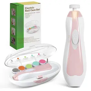 Baby Nail Trimmer Electric Safe Baby Nail Clippers Baby Nail File Kit Manicure Set, Trim Polish Grooming kit  Newborn Toddler or Adults Toes Fingernails, 6 Grinding Heads and LED Light New model