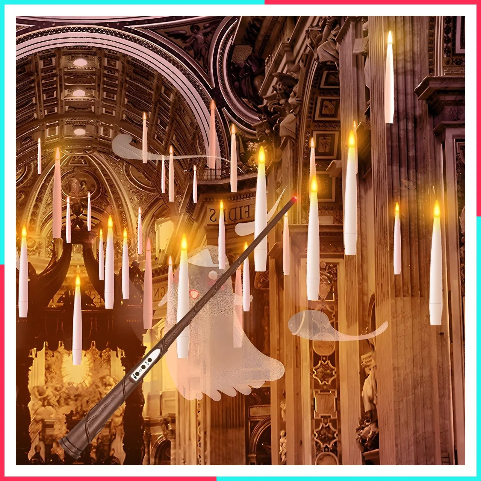 Halloween Floating Candles with Wand Magic LED Flickering Decoration 20 Pack