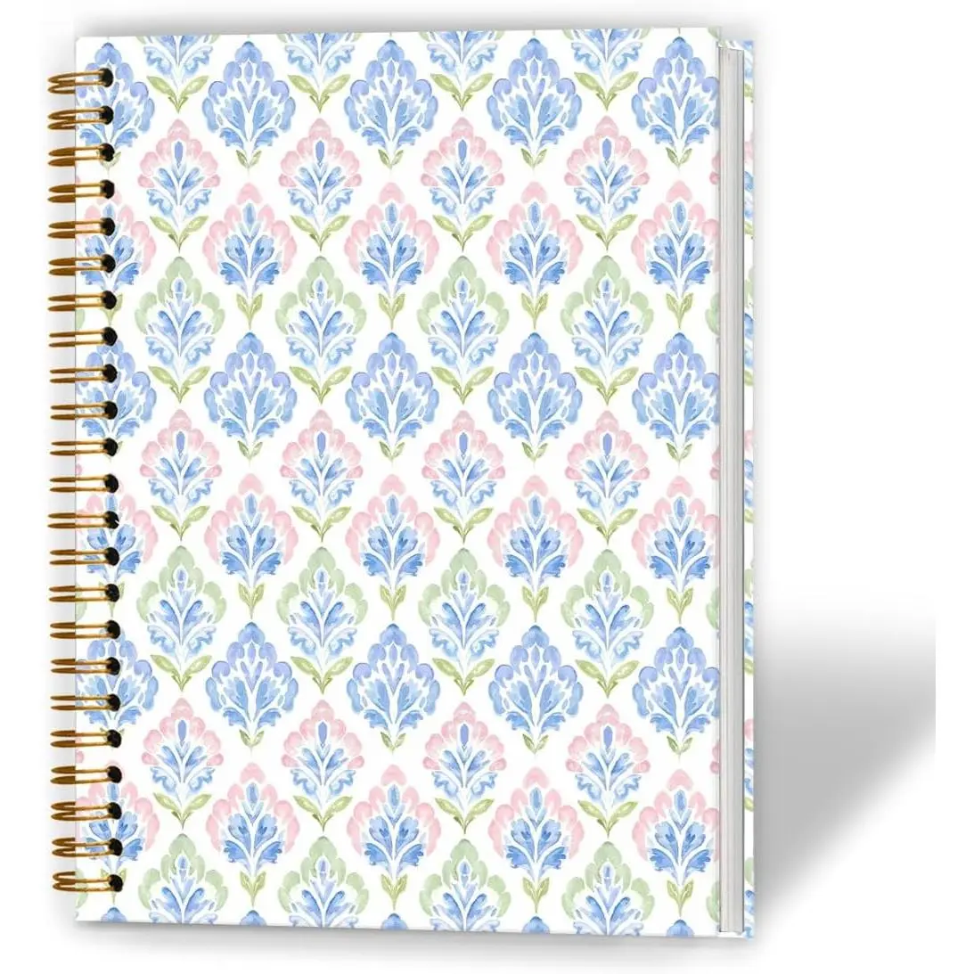 Hardcover Spiral Rustic Notebook - Dark Green Botanical Design, Fern Leaf & Wildflower Cottagecore Pastoral Notebook, 5.5x8.3in Office Stationery for Journaling, Pastoral Notebooks