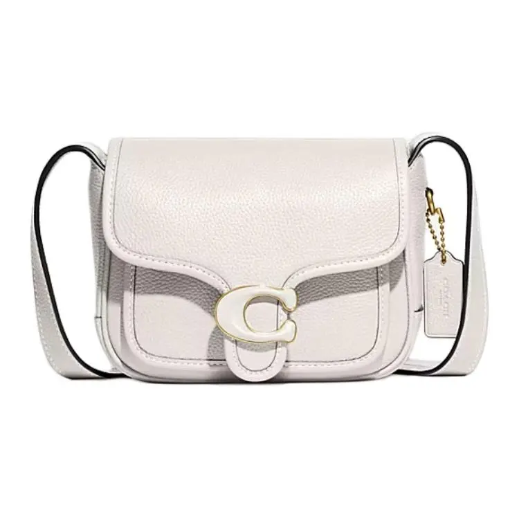 COACH Tabby 19 Solid Color Magnetic Flap Crossbody Bag for Women in White Genuine Leather