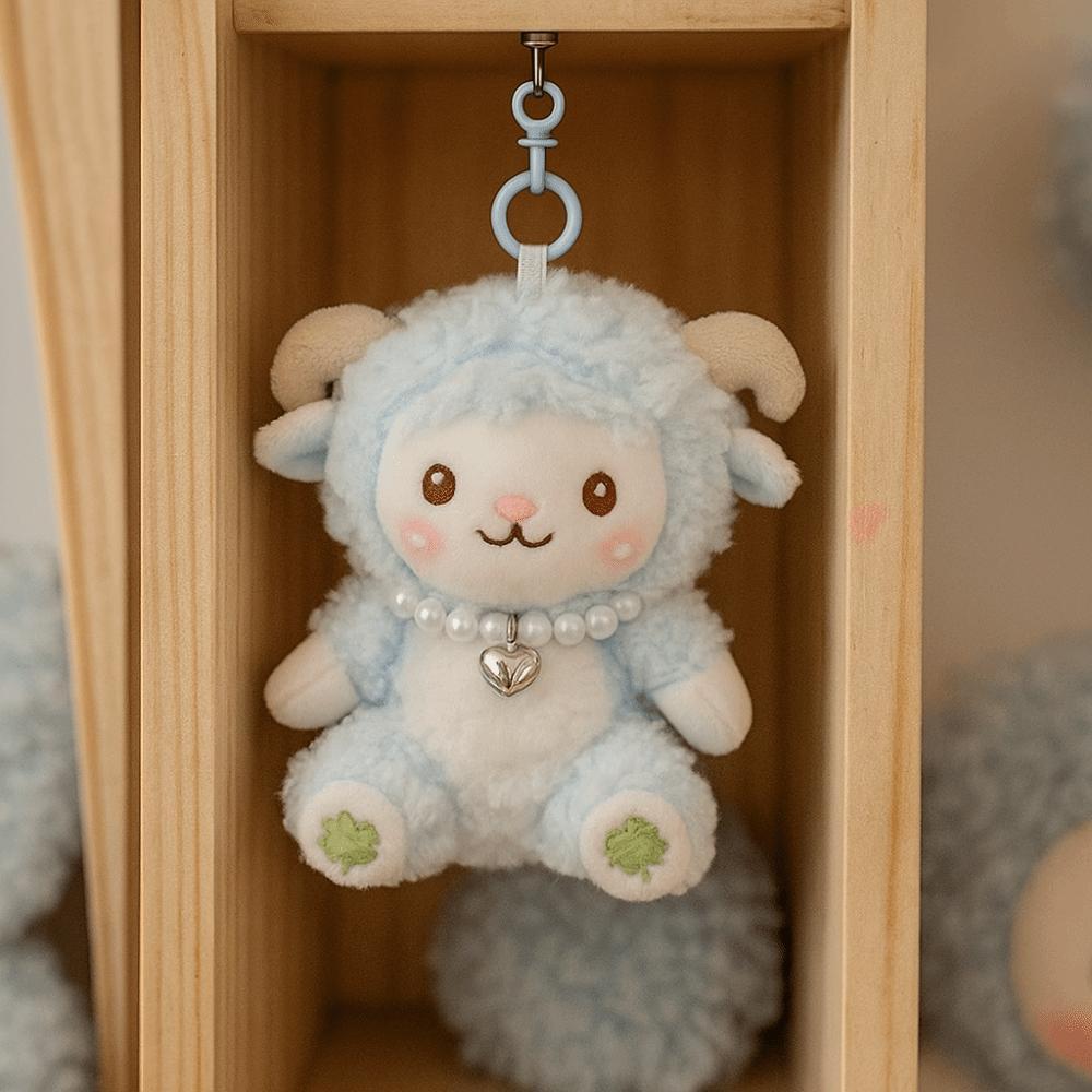 PP Cotton Little Sheep Plush Keychain Fluffy Soft Cartoon Animal Stuffed Doll Comfortable Portable Sheep Plush Keyring