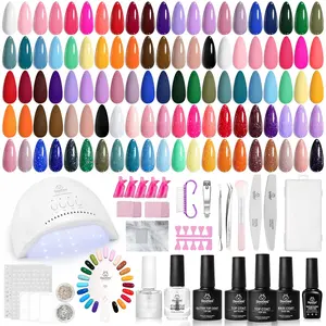 Nail Kit with U V Light, 68 Pcs Nail Kit 35 Colors Emotional Spectrum with Base Matte&Glossy Top Coat Soak Off Nails Supplies Manicure Set Home Salon Gifts for Women