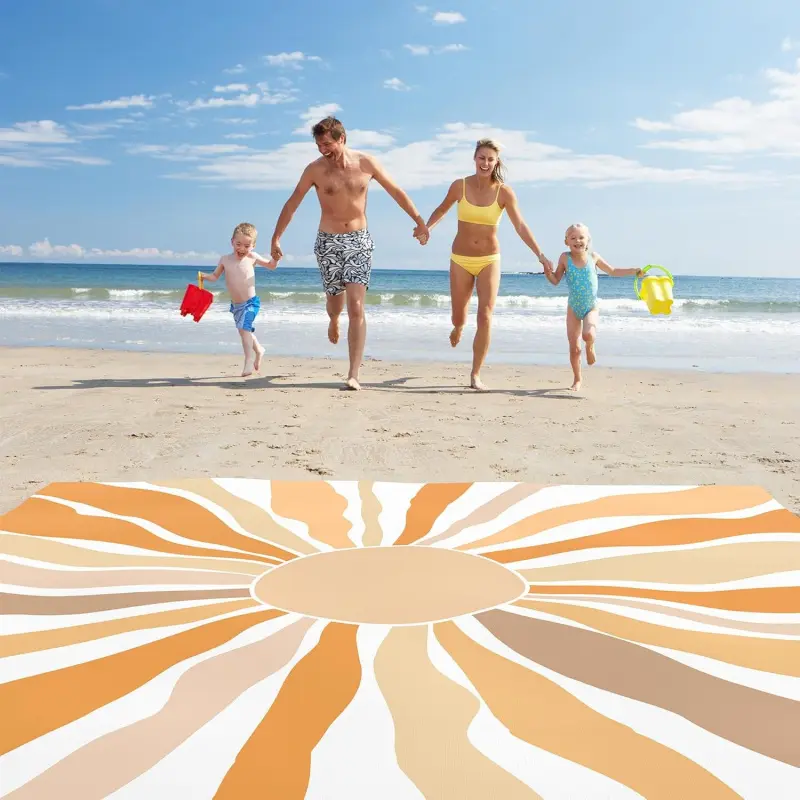 Beach Blanket Waterproof And Sand Proof Oversized Picnic Blanket With Stakes And Travel Bag, Lightweight, Quick Drying, Compact Sandproof Beach Mat Suitable For Outdoor, Camping, Beach, Travel - A Must-Have For Summer Vacation