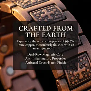 Men's "Lord's Prayer" Magnetic Therapy Cross Bracelet – 3,500 Gauss Wellness Wristband with Vintage-Style Copper Finish – A Christian Religious Gift for Father or Husband