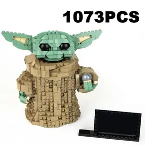New 1073pcs Kids Building Block Set, Moc Mandalorian Yoda Baby Model, Educational Puzzle Toy, Gift for Boys Girls, Birthday Present