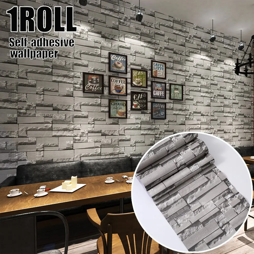 Light Brick Texture Self-Adhesive Wallpaper Roll, 20.86in*196.85in, Thick 0.4mm, Durable, Easy Removal, for Living Room, Restaurant, Bar