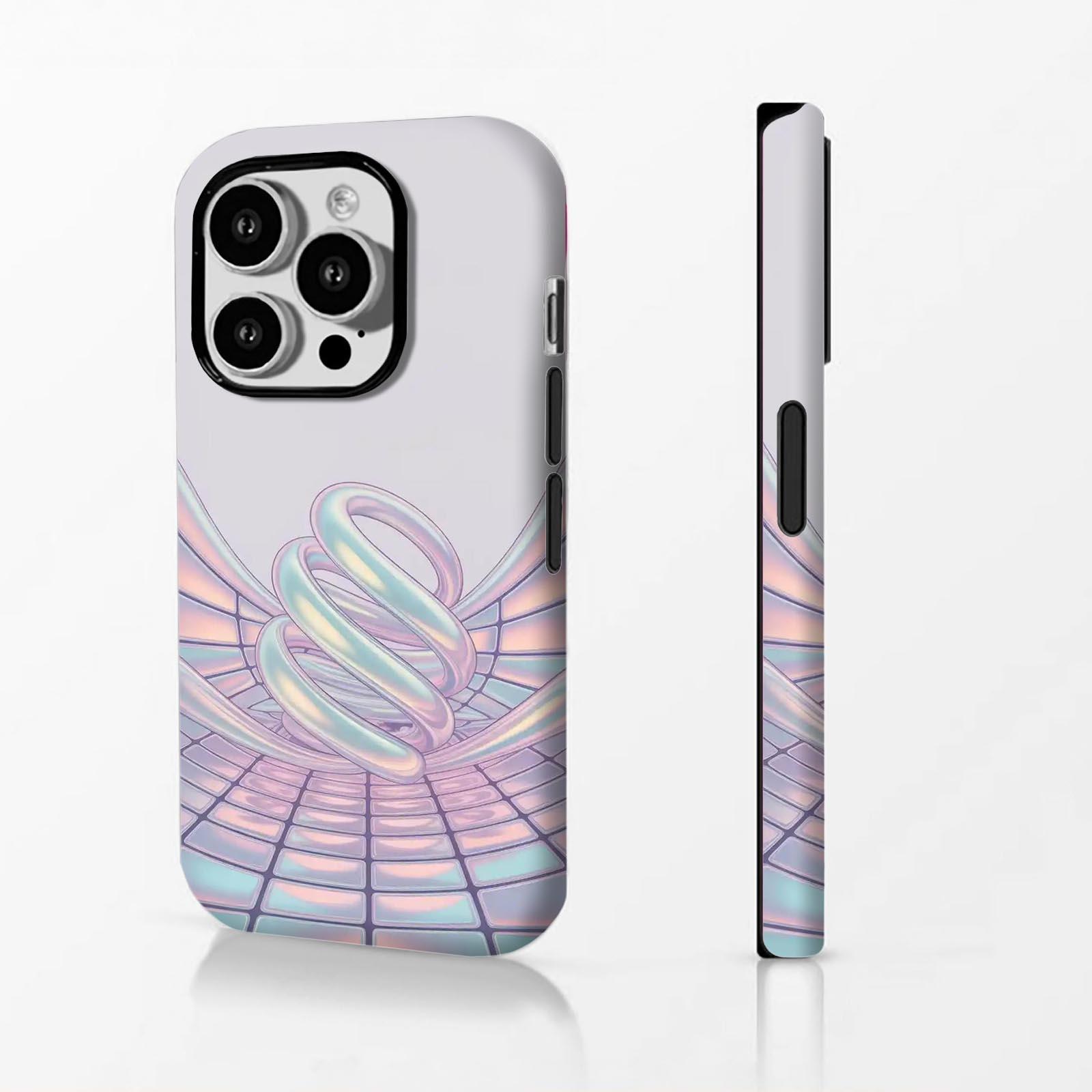 3D, spiral, grid Soft And Hard Two-In-One Film Printed Full Pattern Case For IPhone 16 15 14 13 1211 Pro Max Plus Phone Case