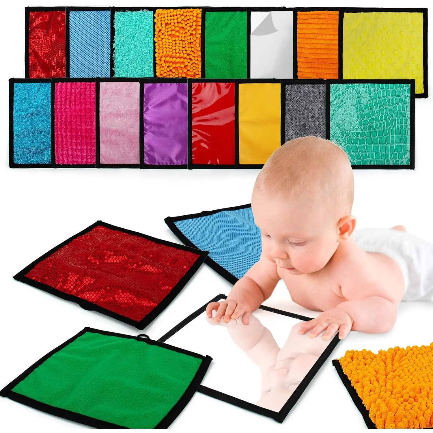 16 Set Sensory Mini Mats Assorted Textured Floor Tiles - Sensory Walls, Early Exercise Mats Toys for Autistic Children Kids Baby Toddler Fidgeting Activityfidget toys