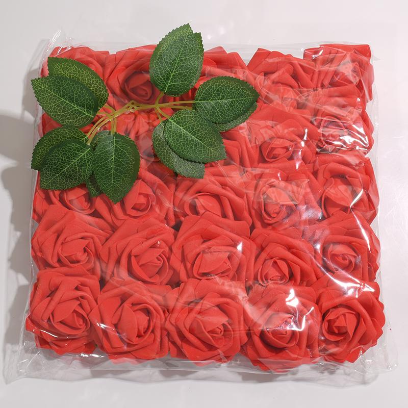 25pcs/Lot High-Grade White PE Rose Artificial Flower Head With Stem DIY Bouquet Wedding Party Decoration Scrapbook Supplies