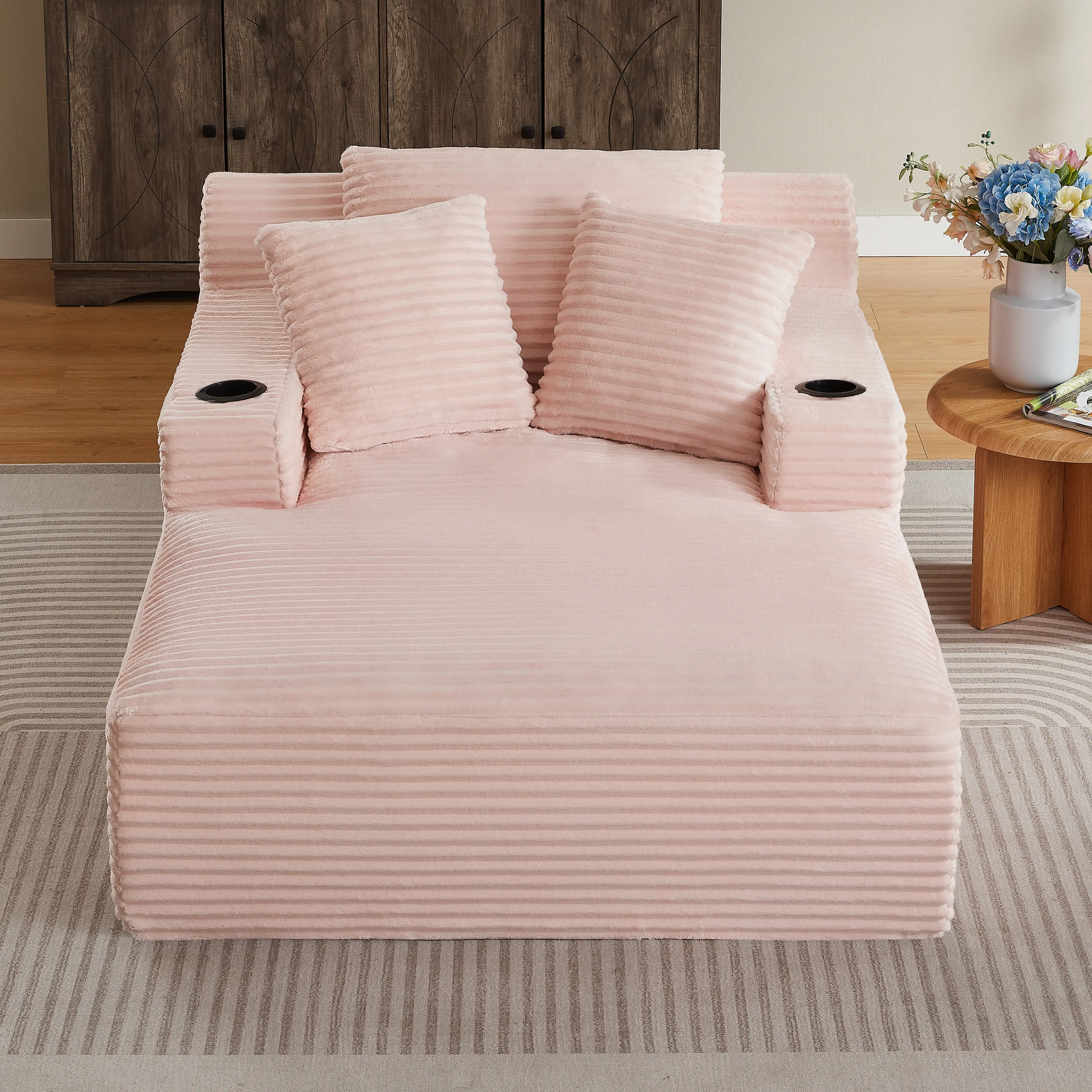 ARCH Oversized Chaise Lounge Chair Indoor Corduroy Upholstered Modern Sofa Couch No Assembly Required Comfy Sleeper Sofa for Living Room Office Pink 1 Seat, Pink Color Options, Corduroy Material, 1 Seat Seat Count, Product Dimensions: Not