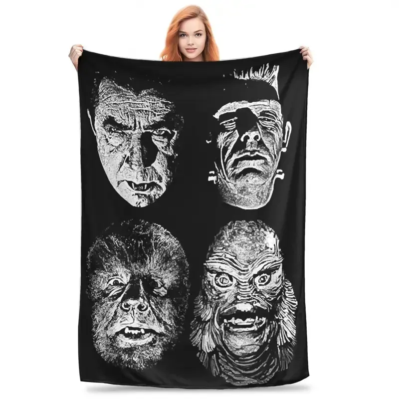 Universal Studios, Monsters,dracula, wolfman, frankenstein Blanket Soft Warm Flannel Throw Blanket Bedspread for Bed Living room