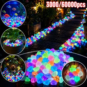 3000/60000pcs Glow in The Dark Landscape Pebbles, Multi Color Luminous Outdoor Stones for Garden Border, Aquarium, Yard Pathway, Bonsai Soil Cover, Fish Tank, Flower Container, Party Event, Micro Landscape, Durable Supplies