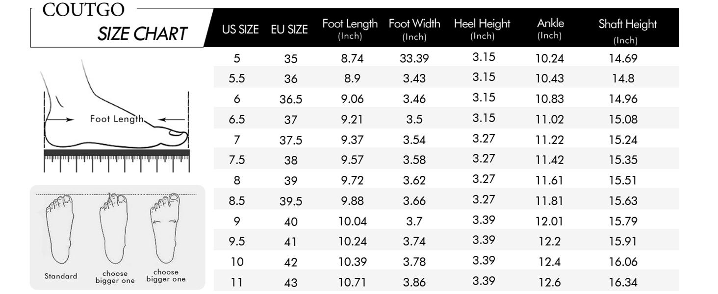 Coutgo Women's Knee High Boots Wide Calf Square Toe Chunky Heeled Pull-on Boot