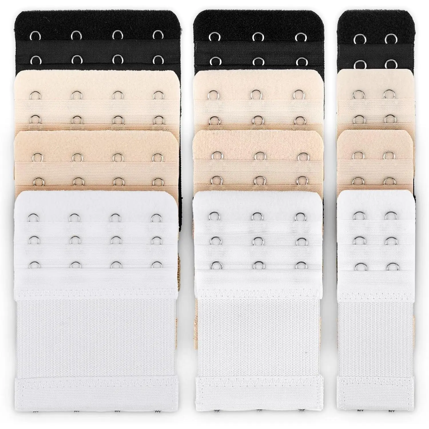 12 PCS Bra Extenders 2 Hook / 3 Hook / 4 Hook, Bra Strap Extender, Bra Extension Strap for Women Plus Size