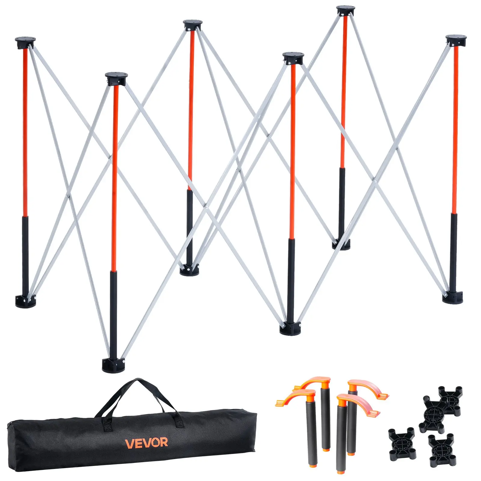 VEVOR Portable Folding Workstand, 4.16x2.18 ft Collapsible Workbench with 2500 lbs Weight Capacity, No-Assembly Design, Storage Bag Included, Table Top Not Included, for Garage Use