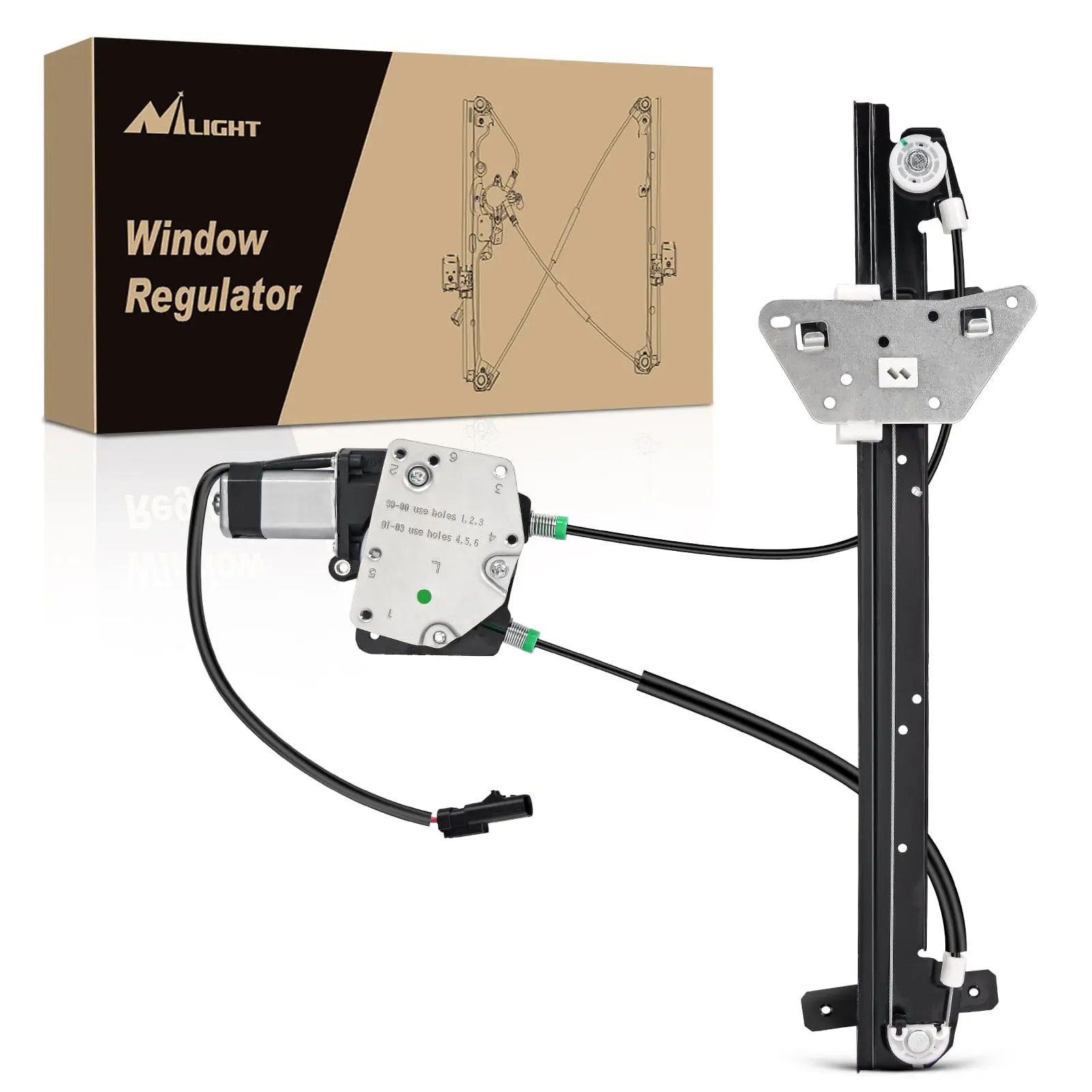 Nilight 741-649 Power Window Regulator and Motor Front Driver Side Compatible with Dodge Dakota 2000 2001 2002 2003 2004,Dodge Durango 1998 1999 2000 2001 2002 2003,Front Left Side, Copper, Original Fit, High-Toughness