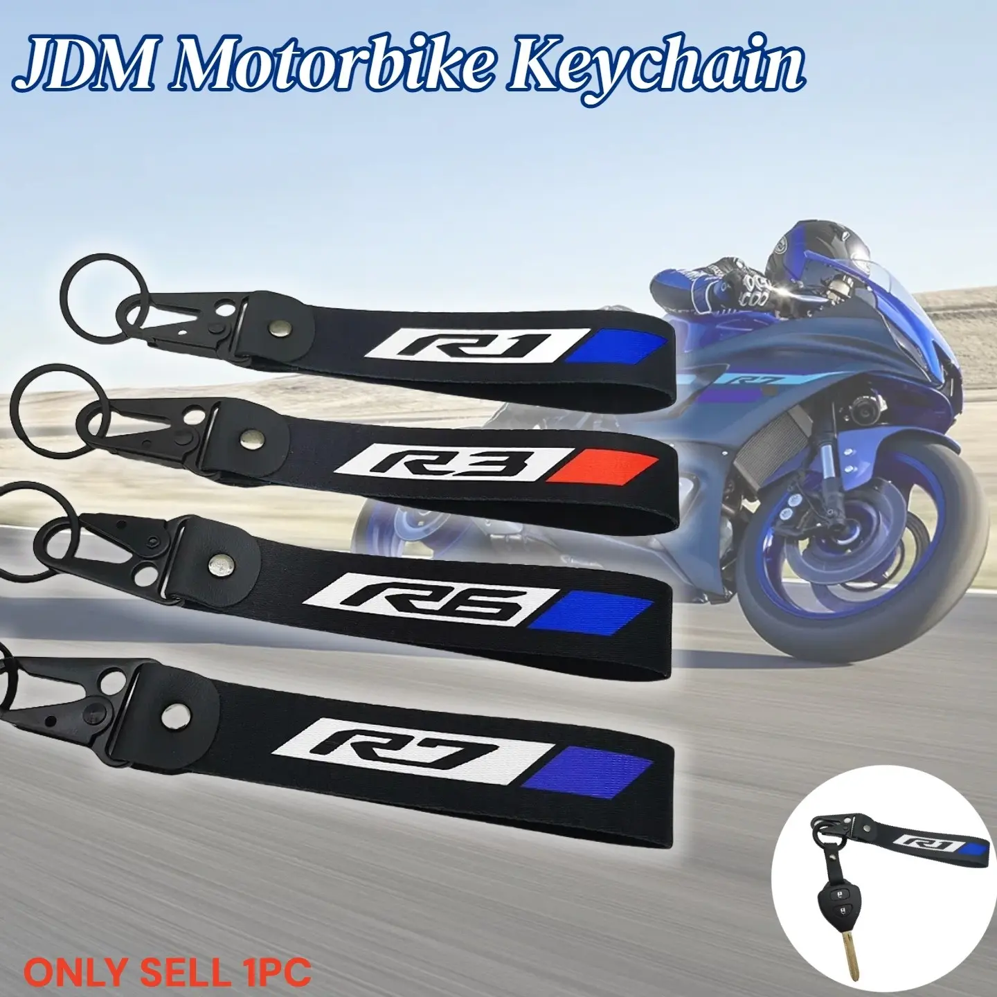 1pc New JDM Style For Yamaha For R1 For R3 For R6 For R7 Motorbike Keyring Car Keychain with Wrist Lanyard The Ultimate Keychain for Men, Ideal for Cars, Backpacks, Motorcycles & Auto Accessories Drive Your Dreams with Every Ride