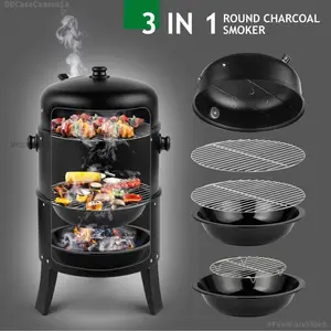 Iron Spray Smoker Carbon Grill, 80*41*48cm Heavy-Duty Black Grill with Adjustable Heat Control, Ideal for Outdoor BBQ, Camping, Backyard CookingFull LED Bed Frame with Storage Headboard & 2 Drawers FFVentureVibe8DD22HomeCookJoy