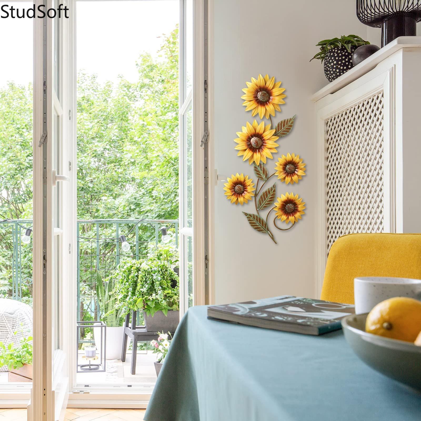 Summer Sunflower Wall Decor & 3D Metal Flower Wall Art, Outdoor Decor for Fence, Yard, Patio & Garden