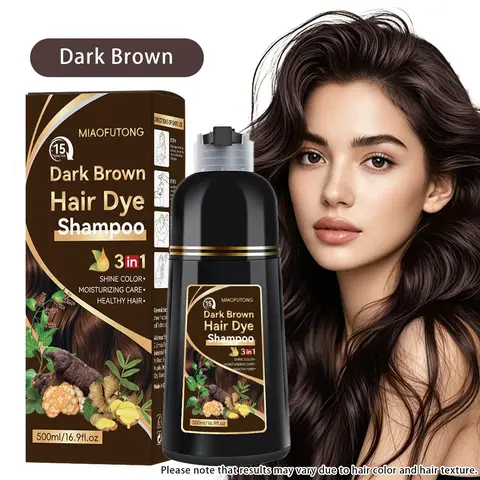 3-in-1 Hair Dye Shampoo, 500ml/ Boxes Natural Extracts Moisturizing Hair Dye Without Bleach Shampoo, Professional Hair Care & Styling Product for Men & Women, Hair Darkening Shampoo, Hair Coloring Shampoo