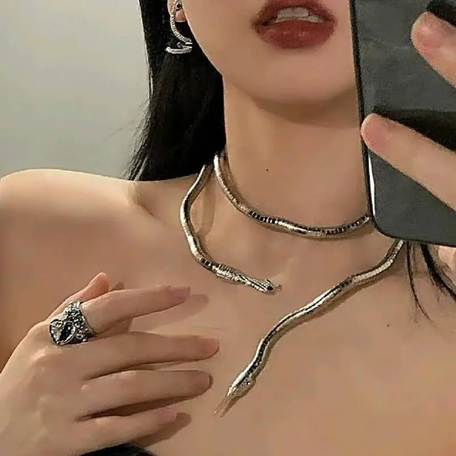 Women's 2026 Niche Dark Edgy Snake Choker Necklace - Female Exaggerated Statement Look Gothic Jewelry, Ideal for Party & Indoor Recreation Enthusiasts