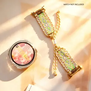Hand woven strap suitable for Samsung Galaxy Watch 8/8 Classic 40mm 44mm 46mm sports strap, suitable for Galaxy Watch 8 bracelet woven adjustable strap with transparent case 1 piece