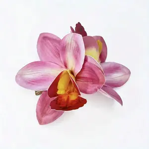 1PCS New Hawaiian Simulation Orchid Flower Duckbill Clip Hairpin Side Hairpin Suitable For Bridal Wedding Hawaii Beach Tropical Party Decoration