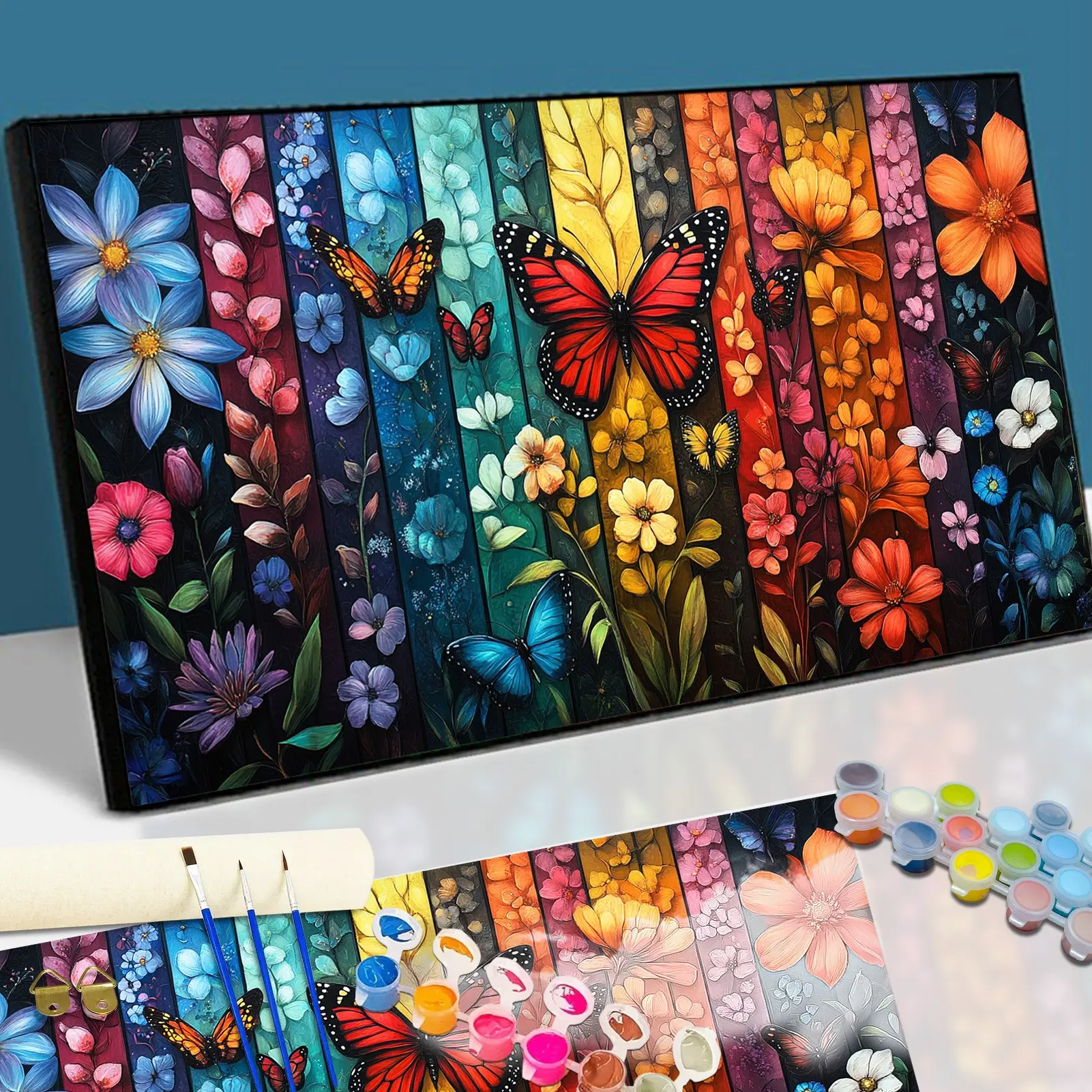 Paint By Numbers Kit for Adults Beginners - 27.6x15.8in/70x40cm Color Canvas, Easy DIY Flowers and Butterflies Acrylic Painting Set - Wall Decor for Living Room and Bedroom, Creative Gift for Birthday, Mother's Day and Christmas, Without Frame