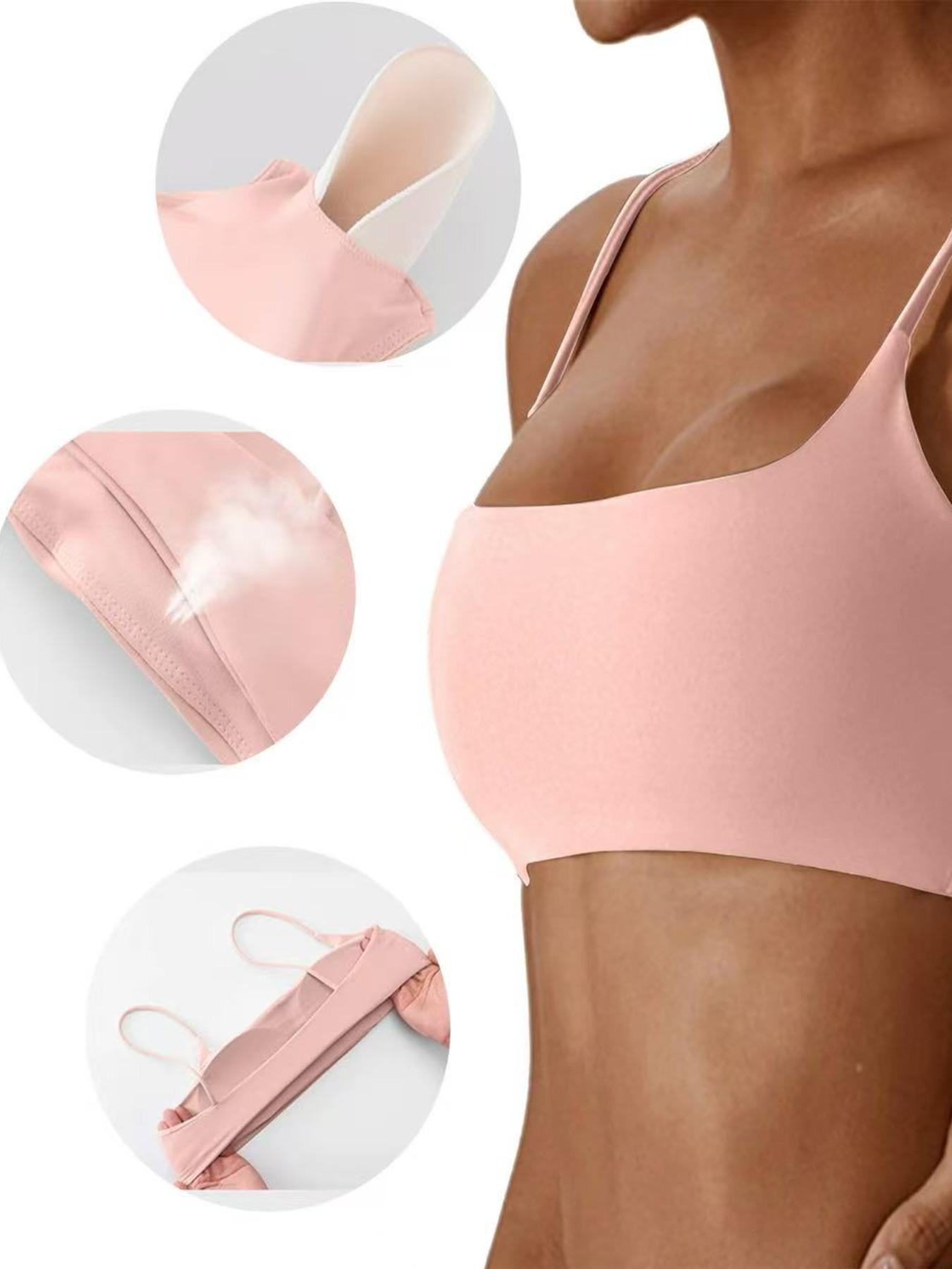 Women's Solid Wireless Sports, Breathable Comfortable Quick Drying Bra, Ladies Sportswear for Yoga Gym Wireless Sports Bras