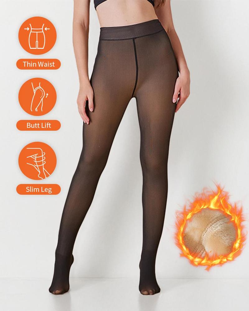 KatchMe Women's Winter Pantyhose Trendy Stretchy Fleece Lined Thermal Tights Stockings, Basic Versatile High Waist Tighten Pantyhose,Street Womenswear