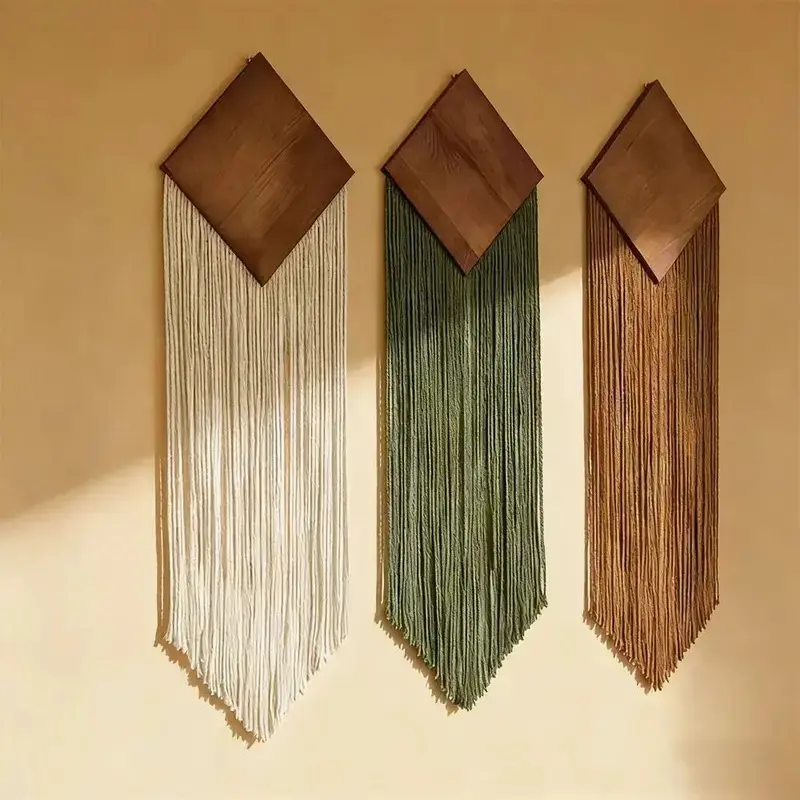 Handmade Macrame Wall Hanging Woven Tapestry, Dip Dyed Boho Aesthetic Wall Art, Textured Apartment Headboard Decor, Warm Handcrafted Wall Ornament, Wedding Gift for Bedroom & Living Space