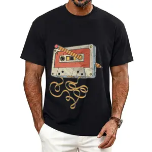 Funny Graphic T-shirt Men's Vintage Cassette Tape Repair. Retro Music Tee. 80s 90s Nostalgia Hipster Top. Cool Birthday Gift for Him. Classic Crewneck Short Sleeve Shirt.