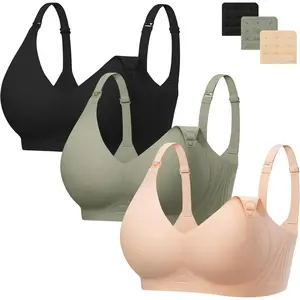 3 Pack Nursing Bras for Breastfeeding Seamless Pregnancy Maternity Bra Wireless Sleep Bralette with ExtendersGift.