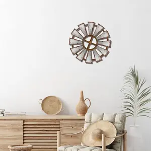 Farm Style Wooden Windmill Wall Decor, Rustic Wooden Art Piece, Decorative Windmill Sculpture, 11.4 X 11.4 Inches, Home Decoration
