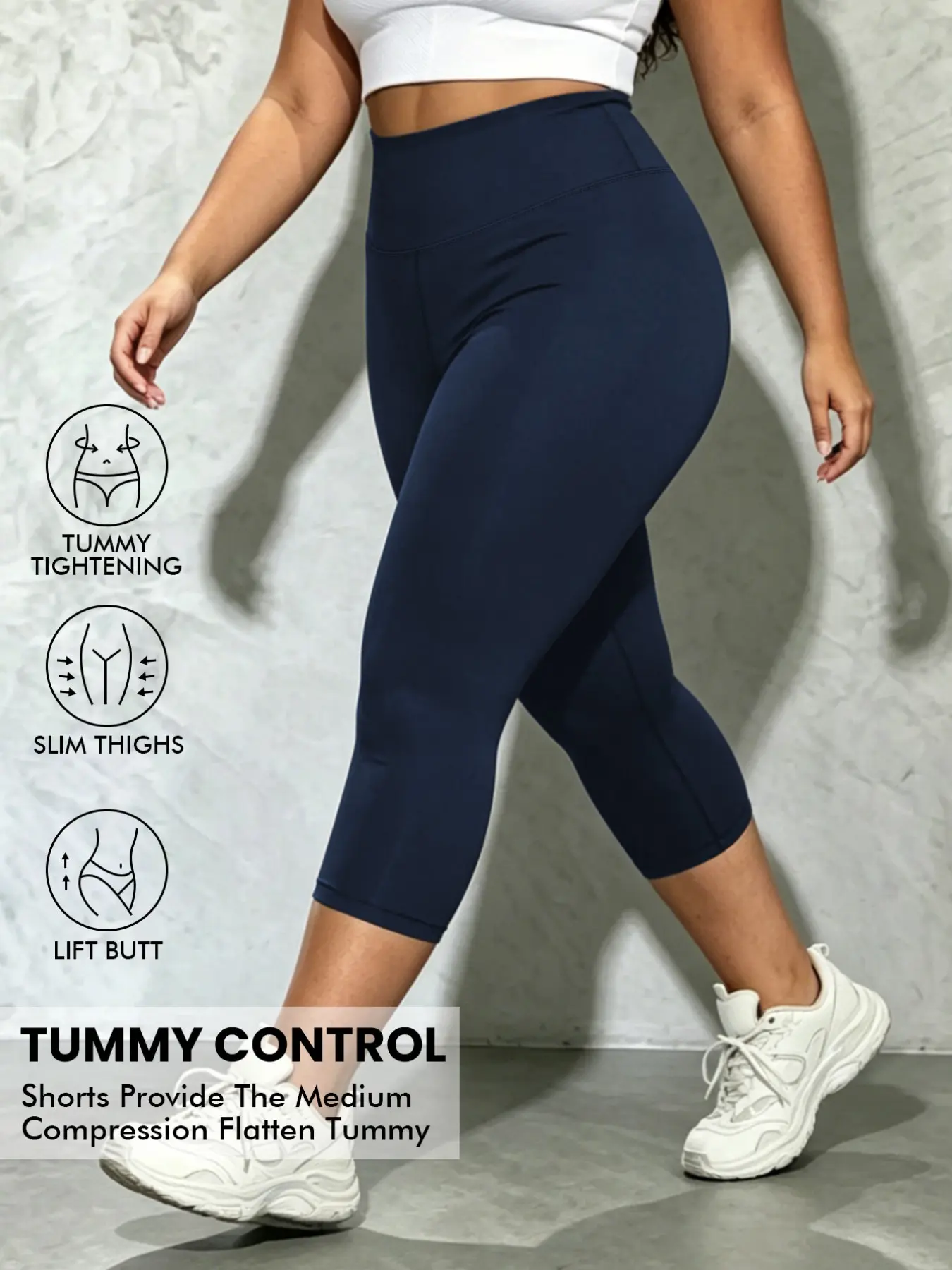 Women's Plus Size Sporty Tight-Fitting Pants, High Waisted Compression Casual Seven-Quarter Leggings, Super Soft and Elastic, Non-Sheer Fabric, Ideal for Running and Yoga