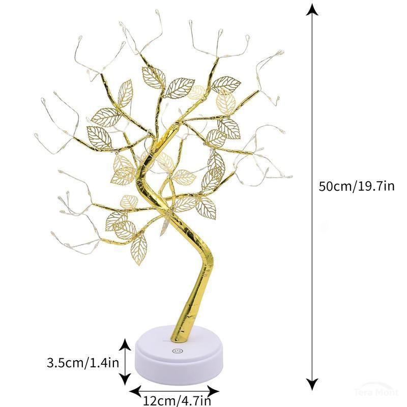Dual Mode Touch Switch Gold Leaf Tree Light with 72 LED Copper Wire String Lights for Valentine Bedroom Christmas Decorative Lamp