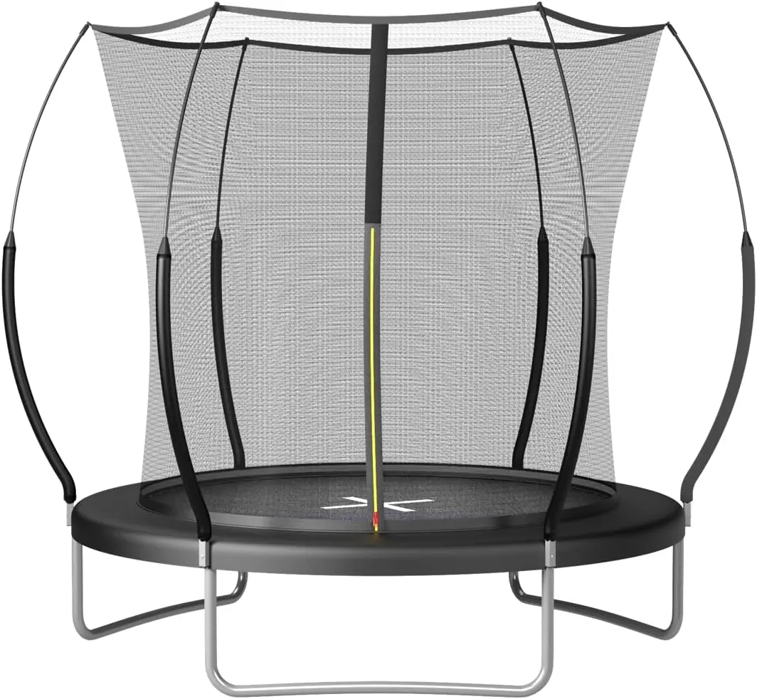 6FT Round No-Gap Bungee Trampoline for Teenagers & Adults, Fast Assembly, Double-Layer PVC Mesh Fabric, Galvanized Metal Pipes, Extra Safety Net, Flexible Fiberglass Poles, Black Outdoor Sports Toy