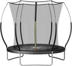 6FT Round Bungee Rubber No Gap Trampoline, Fast Assembly, Double Layer PVC Mesh Fabric, Galvanized Metal Pipes, Suitable for Teenagers and Adults, Black