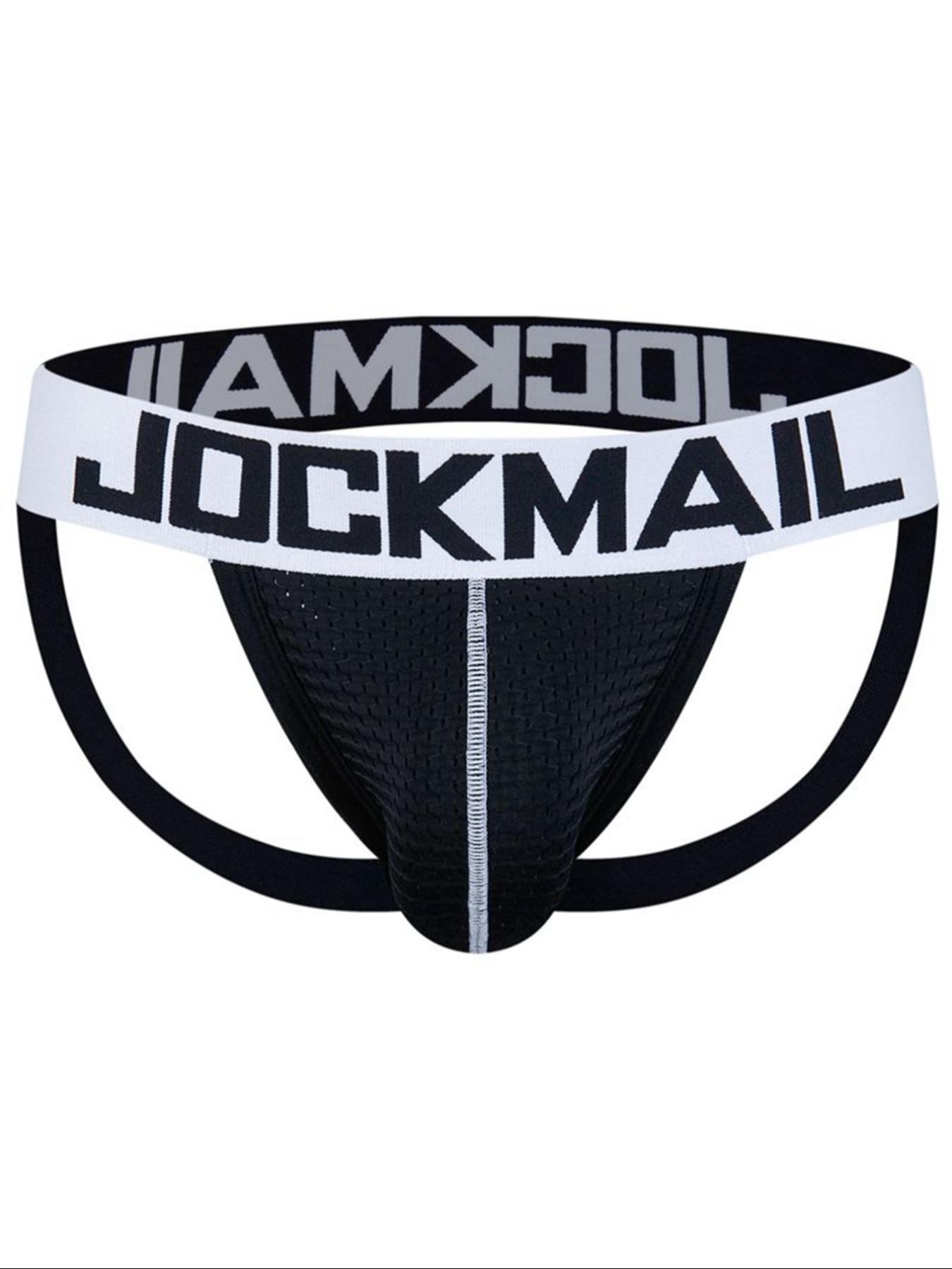 Lgbtq+ Men's Letter Print Mesh Tape Nylon Knitted Jockstrap, Fitted Breathable Stretch Comfortable Thong for Daily Wear, Fashion Men's Sexy Medium Underwear for All Seasons, Back To School Underwear for Men, Undergarments, Sport