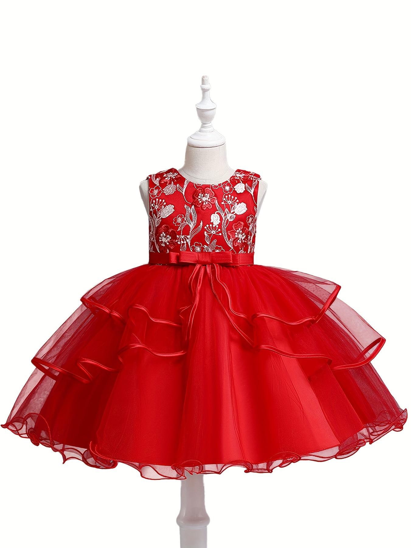 Formal Occasions Girls Mesh Embroidered Puffy A-line Princess Dress Birthday Evening Party Wedding Flower Girls Party Dress Gifts  Gifts