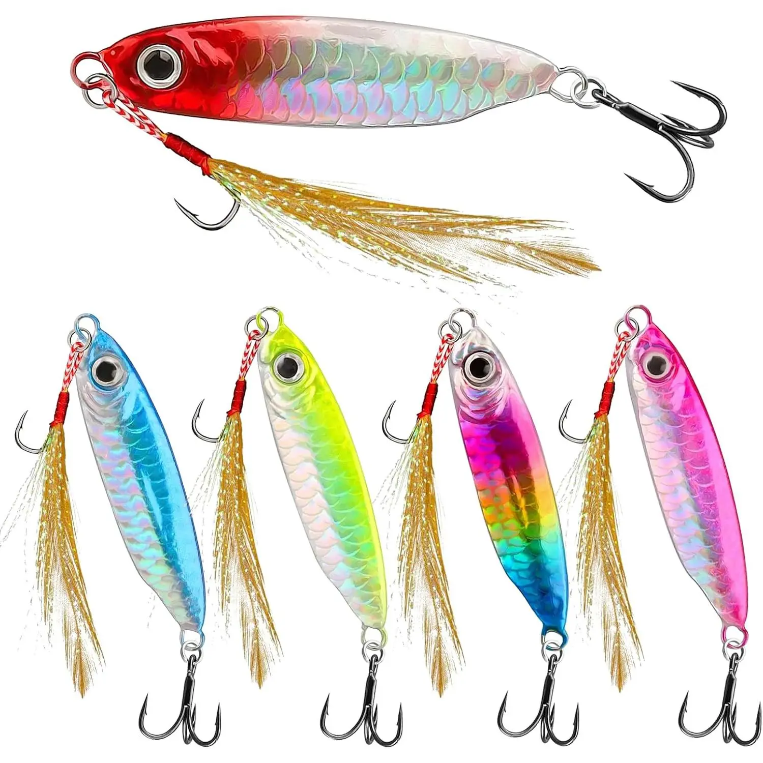 Fishing Lures Saltwater Fishing Spoons with Ultra-Sharp Hooks Micro Jigging Bait for Bass Tuna Salmon Grouper