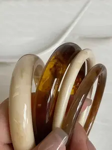 Vintage Resin Amber Acrylic Bangles Set, High-Quality Bracelets, Fashion Multifunctional Jewelry for Women, Daily Wear Accessories, 4 Pieces